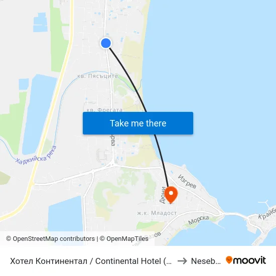 Хотел Континентал / Continental Hotel (12) to Nesebar map