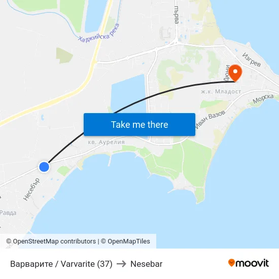 Варварите / Varvarite (37) to Nesebar map