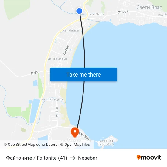 Файтоните / Faitonite (41) to Nesebar map