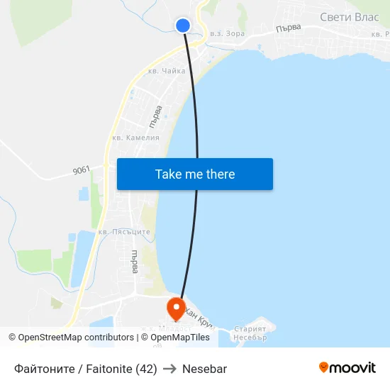 Файтоните / Faitonite (42) to Nesebar map