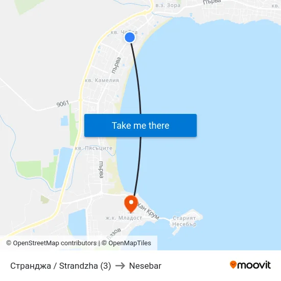 Странджа / Strandzha (3) to Nesebar map