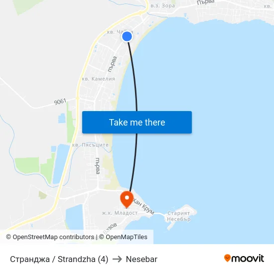 Странджа / Strandzha (4) to Nesebar map