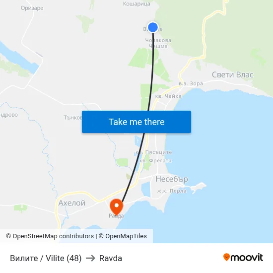 Vilite (48) to Ravda map