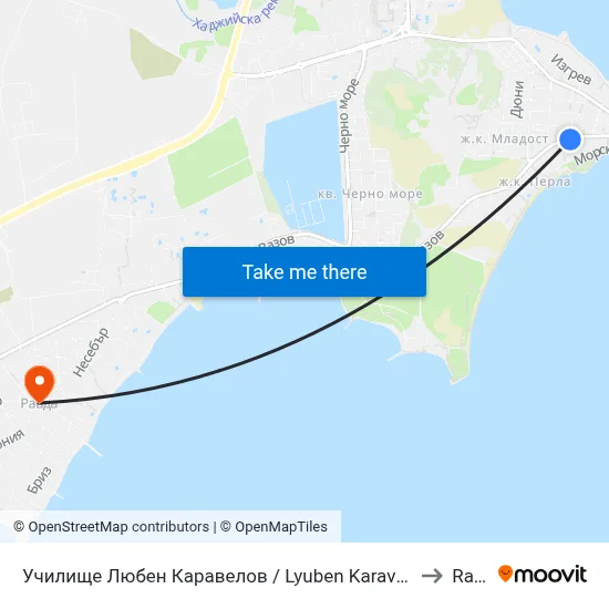 Училище Любен Каравелов / Lyuben Karavelov Primary School to Ravda map
