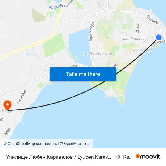 Училище Любен Каравелов / Lyuben Karavelov Primary School to Ravda map