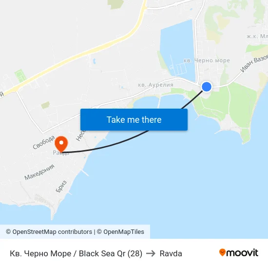Кв. Черно Море / Black Sea Qr (28) to Ravda map