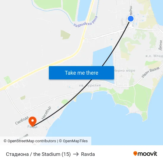Стадиона / the Stadium (15) to Ravda map