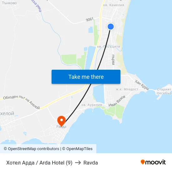 Хотел Арда / Arda Hotel (9) to Ravda map