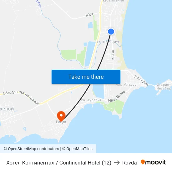 Хотел Континентал / Continental Hotel (12) to Ravda map