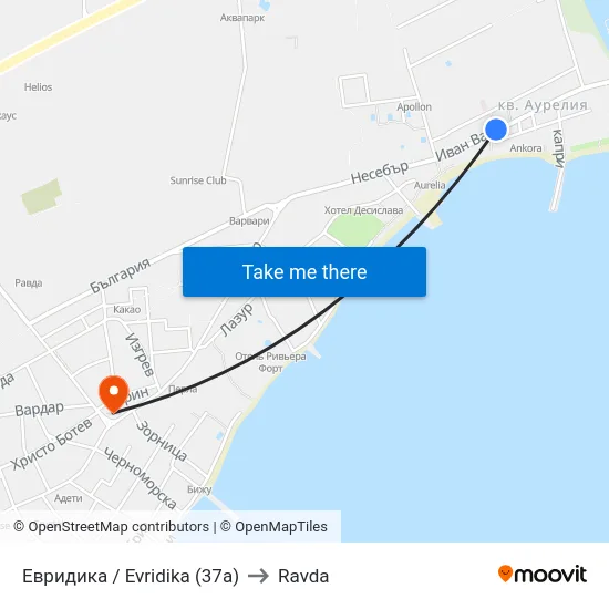 Евридика / Evridika (37a) to Ravda map