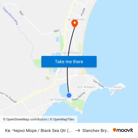 Кв. Черно Море / Black Sea Qtr (26) to Slanchev Bryag map