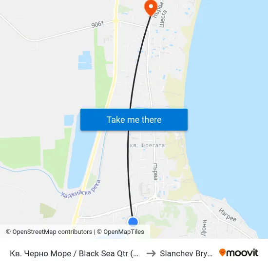 Кв. Черно Море / Black Sea Qtr (24) to Slanchev Bryag map