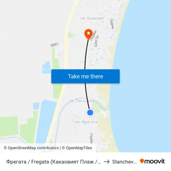 Фрегата / Fregata (Какаовият Плаж / Cacao Beach) (13) to Slanchev Bryag map