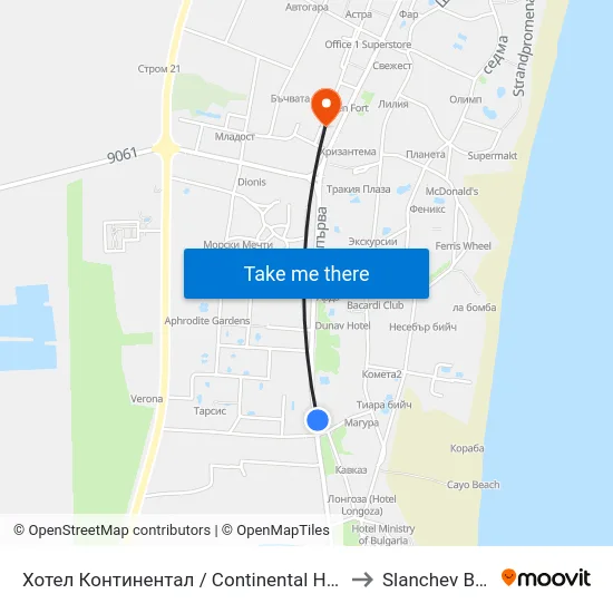 Хотел Континентал / Continental Hotel (12) to Slanchev Bryag map