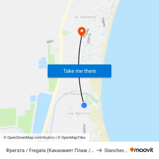 Фрегата / Fregata (Какаовият Плаж / Cacao Beach) (14) to Slanchev Bryag map