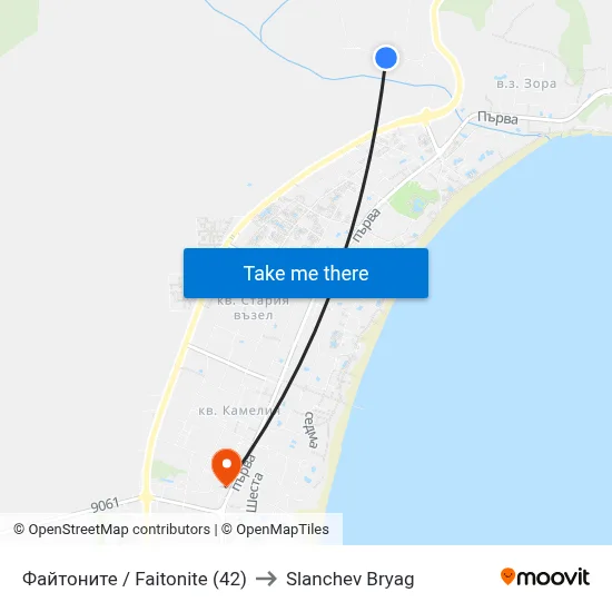 Файтоните / Faitonite (42) to Slanchev Bryag map