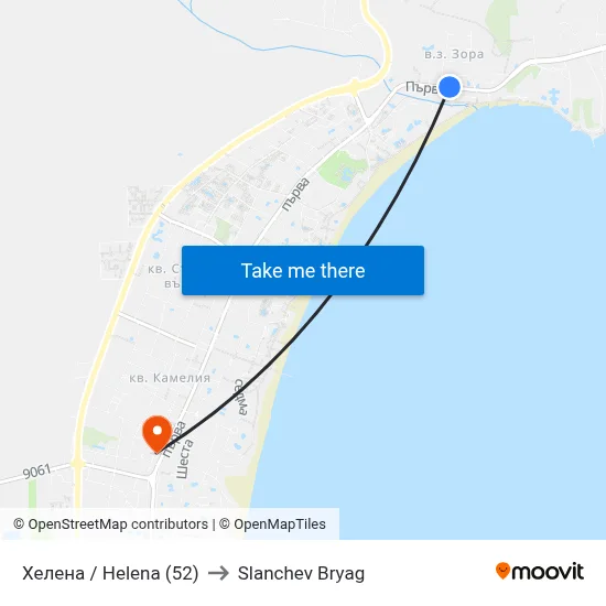 Хелена / Helena (52) to Slanchev Bryag map
