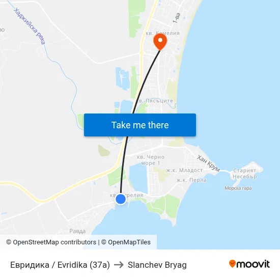 Евридика / Evridika (37a) to Slanchev Bryag map