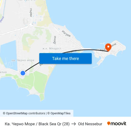 Кв. Черно Море / Black Sea Qr (28) to Old Nessebur map