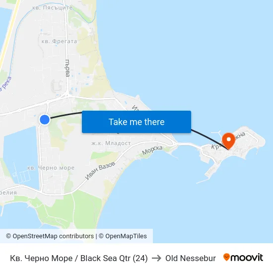 Кв. Черно Море / Black Sea Qtr (24) to Old Nessebur map