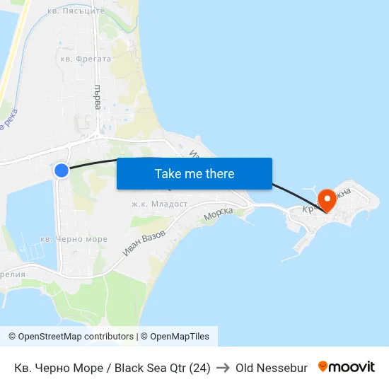 Кв. Черно Море / Black Sea Qtr (24) to Old Nessebur map