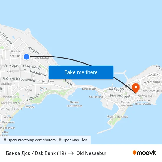Банка Дск / Dsk Bank (19) to Old Nessebur map