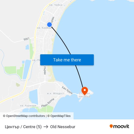 Център / Centre (5) to Old Nessebur map
