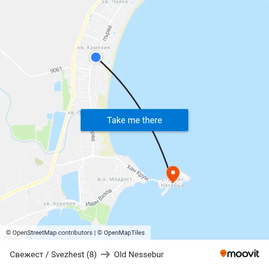 Свежест / Svezhest (8) to Old Nessebur map