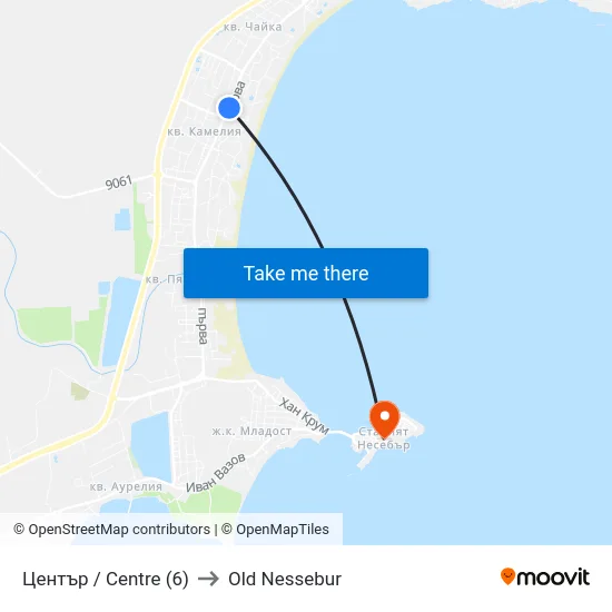 Център / Centre (6) to Old Nessebur map