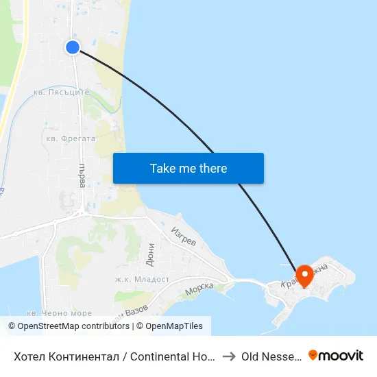 Хотел Континентал / Continental Hotel (12) to Old Nessebur map