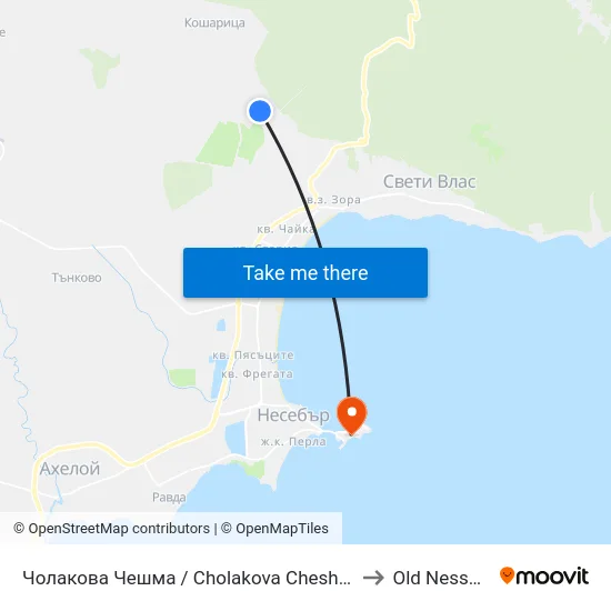 Чолакова Чешма / Cholakova Cheshma (44) to Old Nessebur map