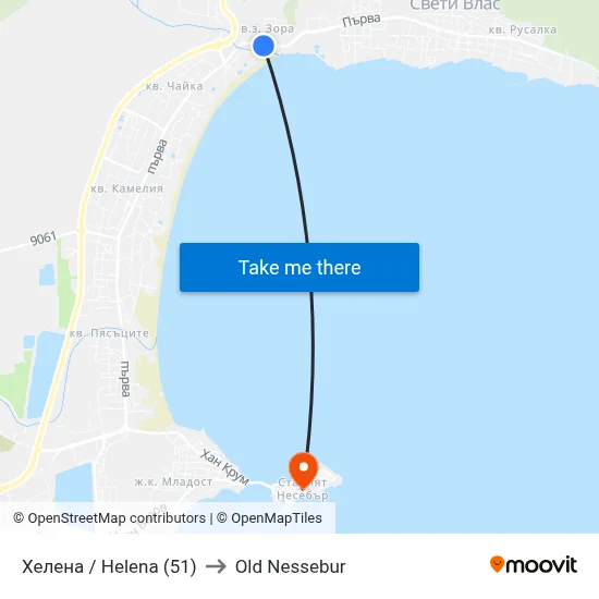 Helena (51) to Old Nessebar map