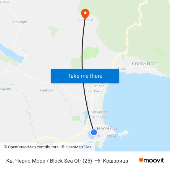 Кв. Черно Море / Black Sea Qtr (25) to Кошарица map