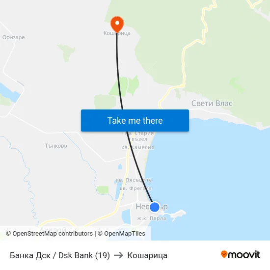 Банка Дск / Dsk Bank (19) to Кошарица map