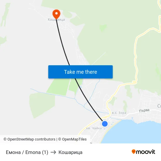 Емона / Emona (1) to Кошарица map