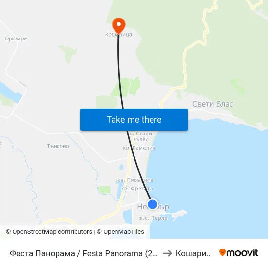 Феста Панорама / Festa Panorama (20) to Кошарица map