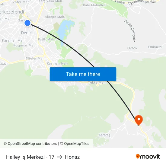 Halley İş Merkezi - 17 to Honaz map