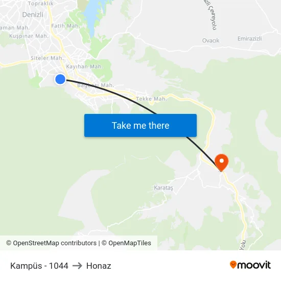 Kampüs - 1044 to Honaz map