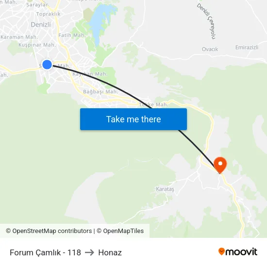 Forum Çamlık - 118 to Honaz map