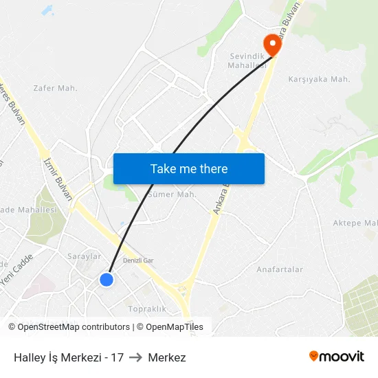 Halley İş Merkezi - 17 to Merkez map