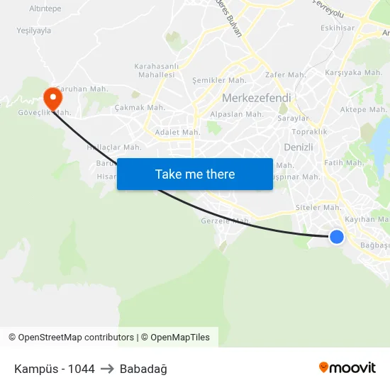 Kampüs - 1044 to Babadağ map