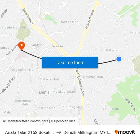 Anafartalar 2152 Sokak - 259 to Denizli Milli Egitim M?d?rl?g? map