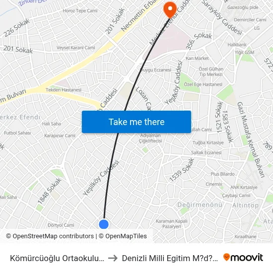 Kömürcüoğlu Ortaokulu - 49 to Denizli Milli Egitim M?d?rl?g? map