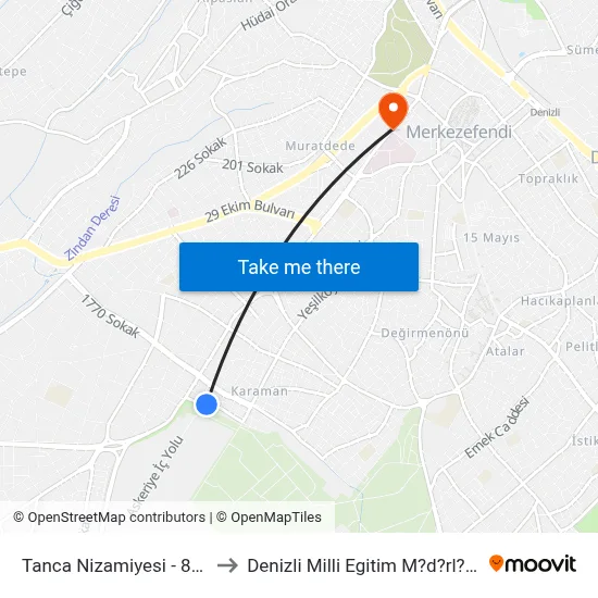 Tanca Nizamiyesi - 808 to Denizli Milli Egitim M?d?rl?g? map