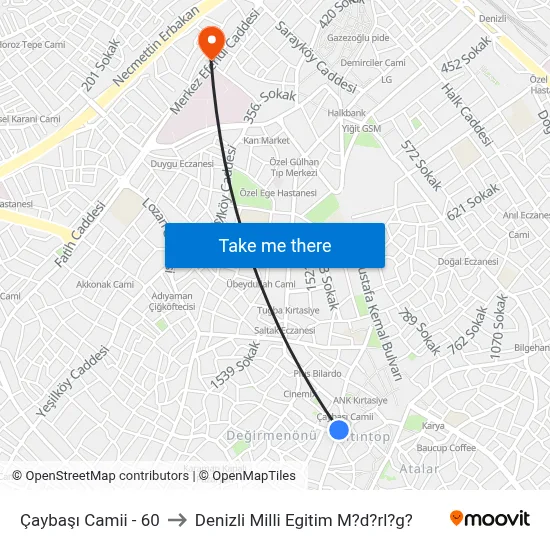 Çaybaşı Camii - 60 to Denizli Milli Egitim M?d?rl?g? map