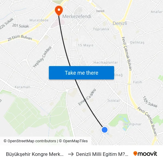 Büyükşehir Kongre Merkezi - 81 to Denizli Milli Egitim M?d?rl?g? map