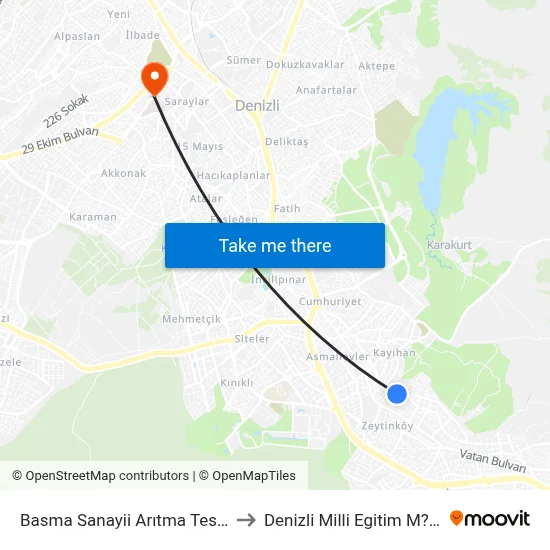 Basma Sanayii Arıtma Tesisi - 871 to Denizli Milli Egitim M?d?rl?g? map