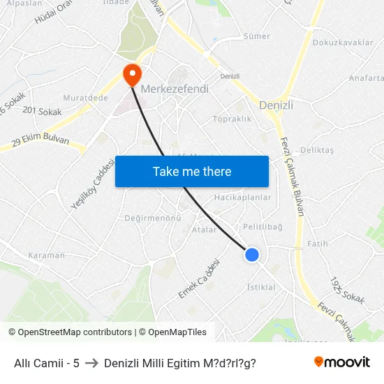 Allı Camii - 5 to Denizli Milli Egitim M?d?rl?g? map