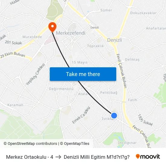 Merkez Ortaokulu - 4 to Denizli Milli Egitim M?d?rl?g? map