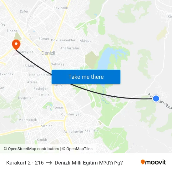 Karakurt 2 - 216 to Denizli Milli Egitim M?d?rl?g? map